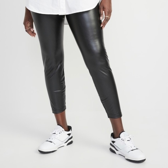 NWOT! High-Rise Black Faux Leather Leggings for Women 💛 - Picture 7 of 11